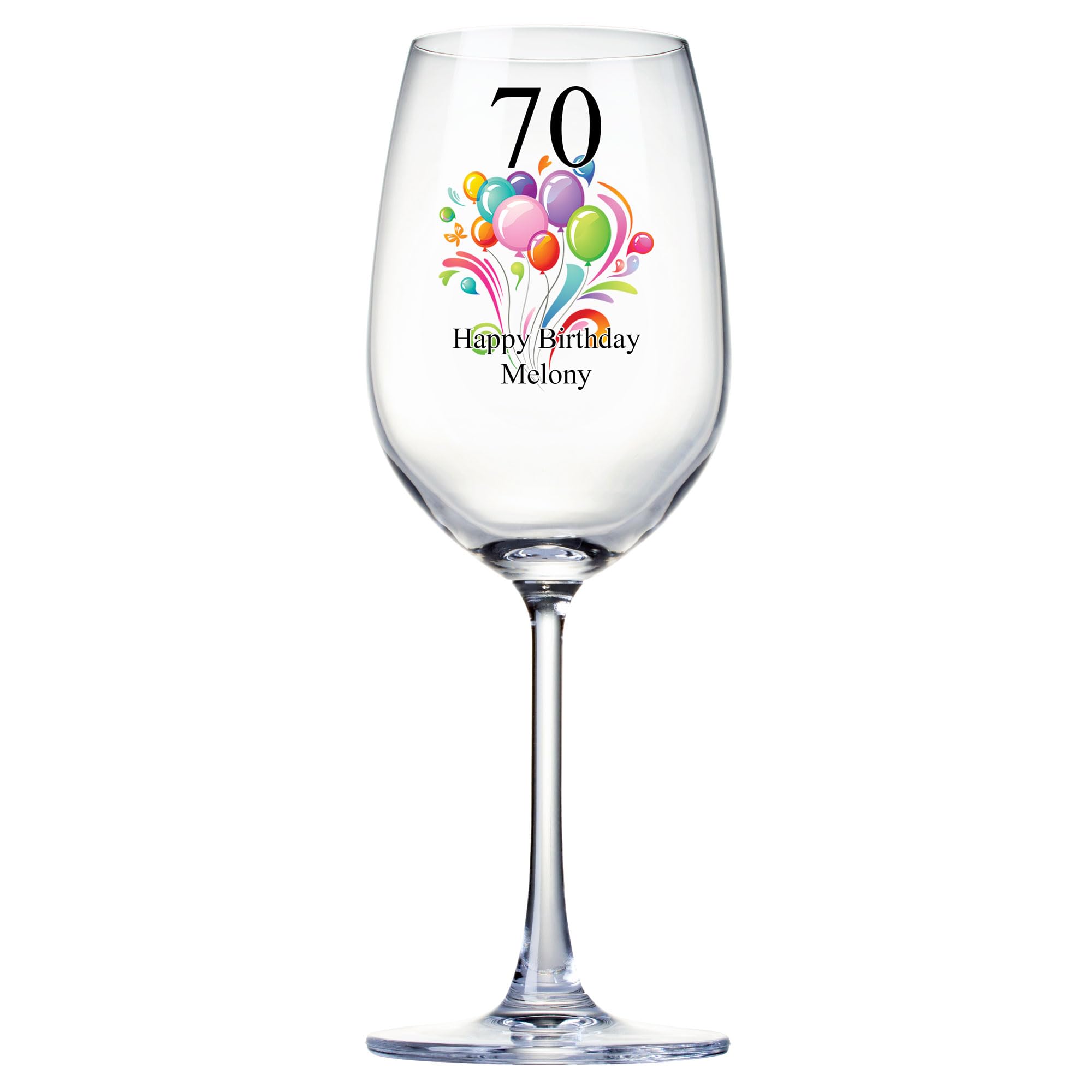 ukgiftstoreonline Personalised Any Age Birthday Wine Glass Gift for Her with Balloons 18th 21st 30th 40th 50th 60th 70th 80th
