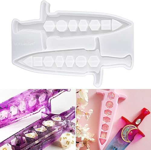 Miniatura 1 de LET'S RESIN Molde de caja de dados de resina para dados DND, moldes de caja de silicona en forma de daga para juegos de dados poliédricos, moldes de