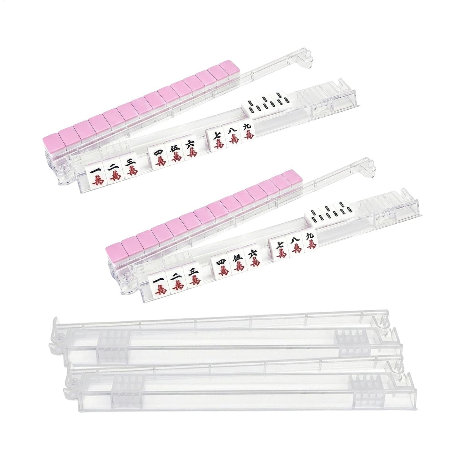 Mahjong - Set di 4 mensole antiscivolo in acrilico, con maniglie, ripiani trasparenti e multicolore, per giocatori, per giochi da tavolo, per adulti, principianti, serate di gioco, casa