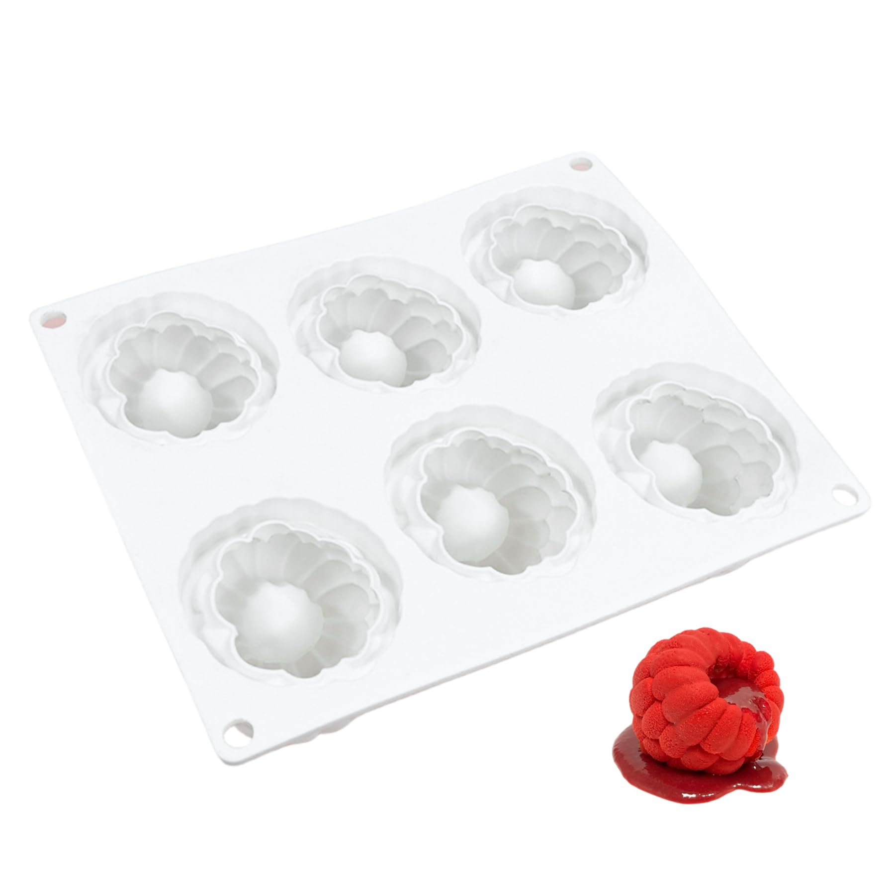 Licsaliwe Jello Mold - 6-Cavity Raspberry Pattern Silicone Mold, Non-Stick for Candy Jelly Ice Cube