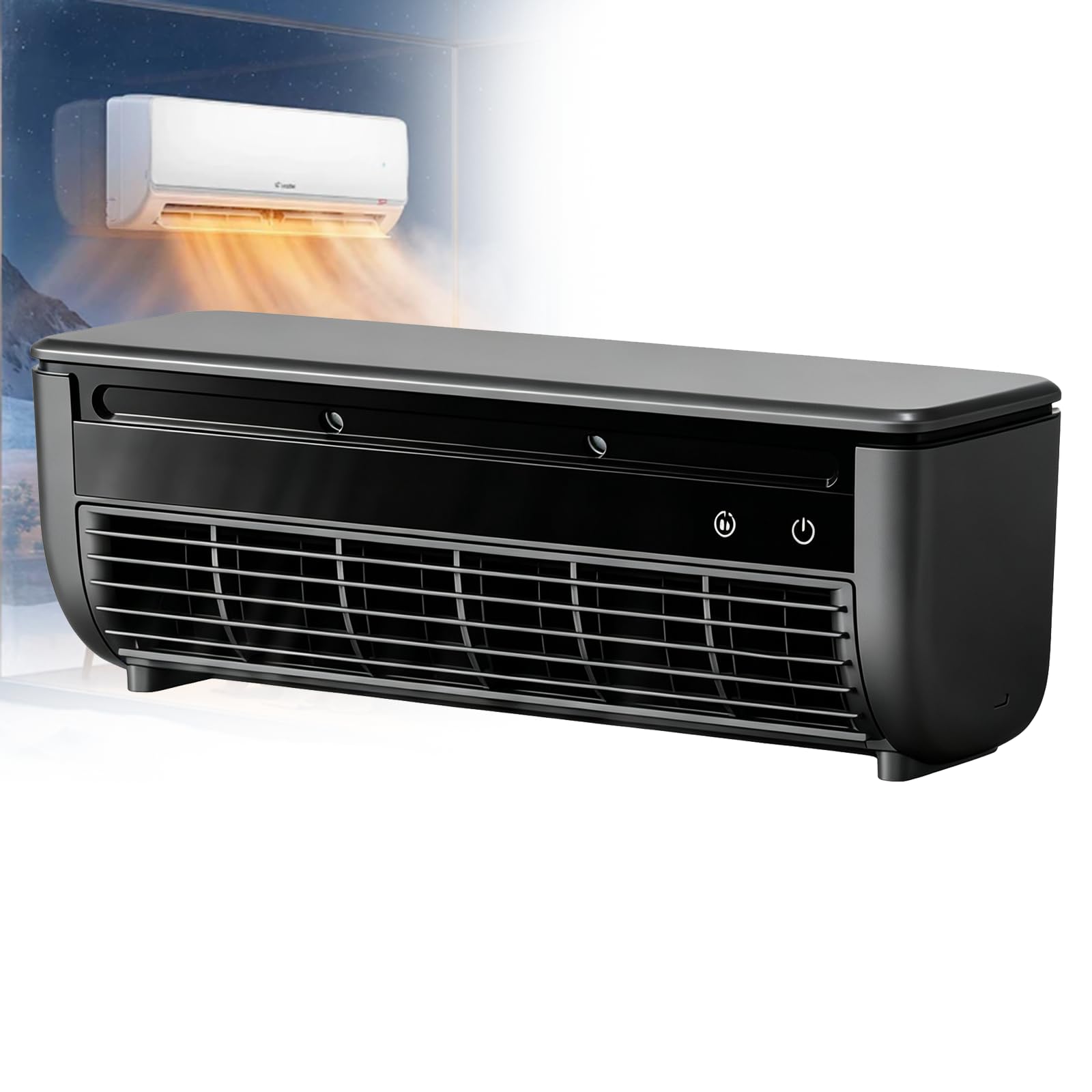 URJWAN Portable Wall Mounted Air,Air Conditioning Fan, Wall-Mounted Mist Cooler, No-Drill Rechargeable 6000mAh Black
