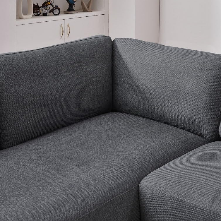 Image of Andraz 5 Seater Fabric L Shaped Sectional Sofa Set for Living Room (Grey)