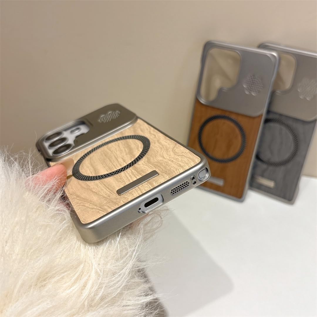 Etui magnetyczne bezramkowe z drewna imitującego skórę do telefonu Samsung S26 S25 Ultra S24 Plus Fe A56 A55 S26ultra z powłoką bezramkową (do Galaxy A55/szary)