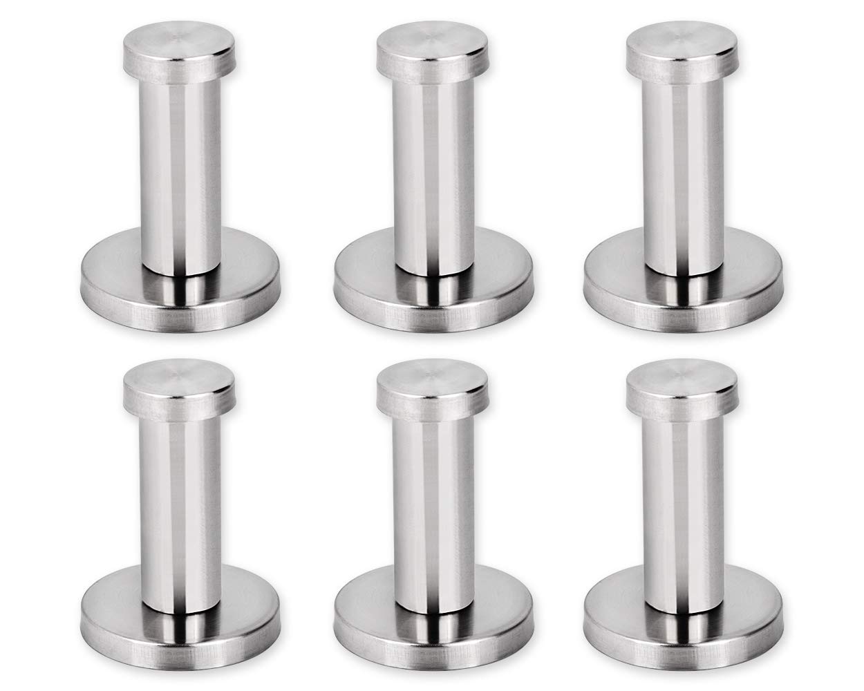 DS.DISTINCTIVE STYLE ACE Select Stainless Steel Wall-Mount Robe Hook Set of 6 Hat Hangers for Wall 2 Inch Handrail Bracket for Coat Towel