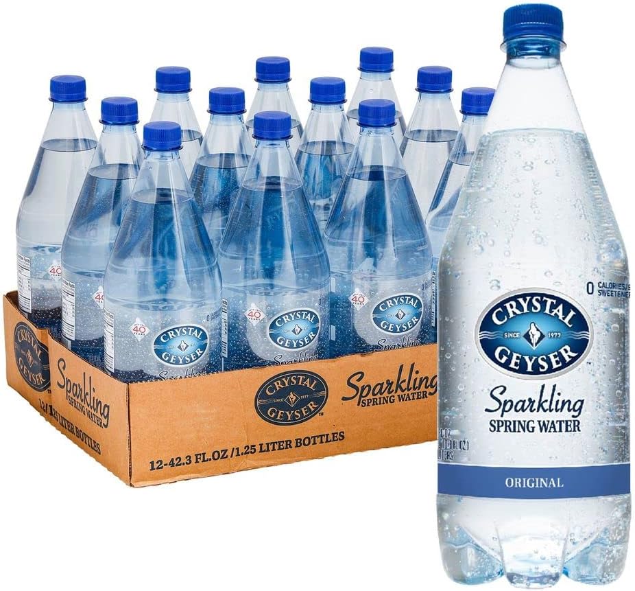 Crystal Geyser Natural Sparkling Spring Water, Unflavored, 42.27 Ounce (Pack of 12) Bottles, No Artificial Ingredients or Sweeteners, Carbonated, Non GMO Pure, light and crisp