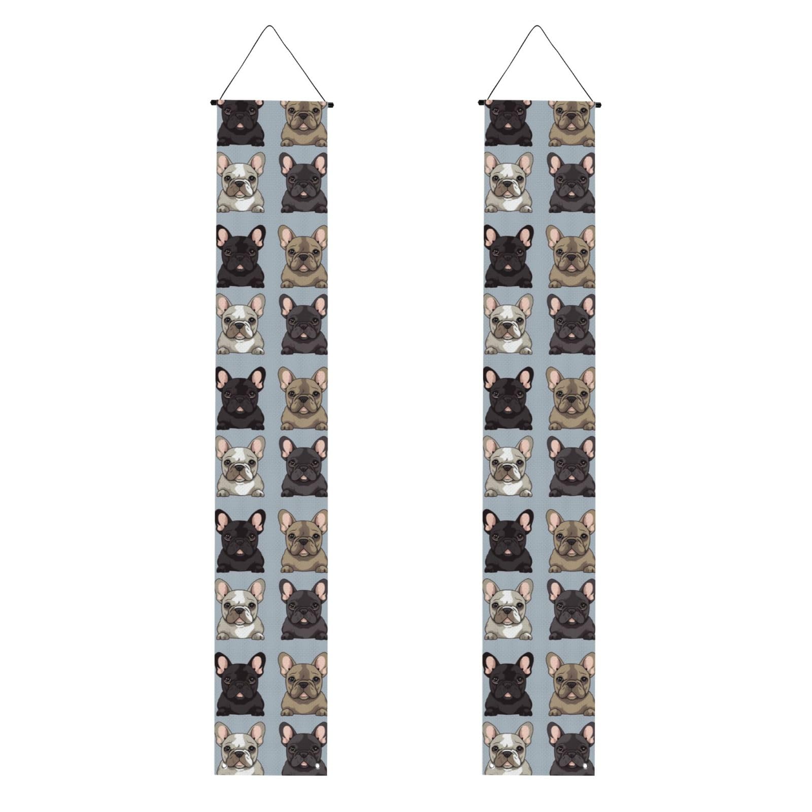 french bulldog Porch Banner 2PCS, Summer Hanging Flag Party Porch Sign Front Door Hanging Decorations for Indoor Outdoor Holiday Yard Decor Wall Backdrop 71 x 12 Inch