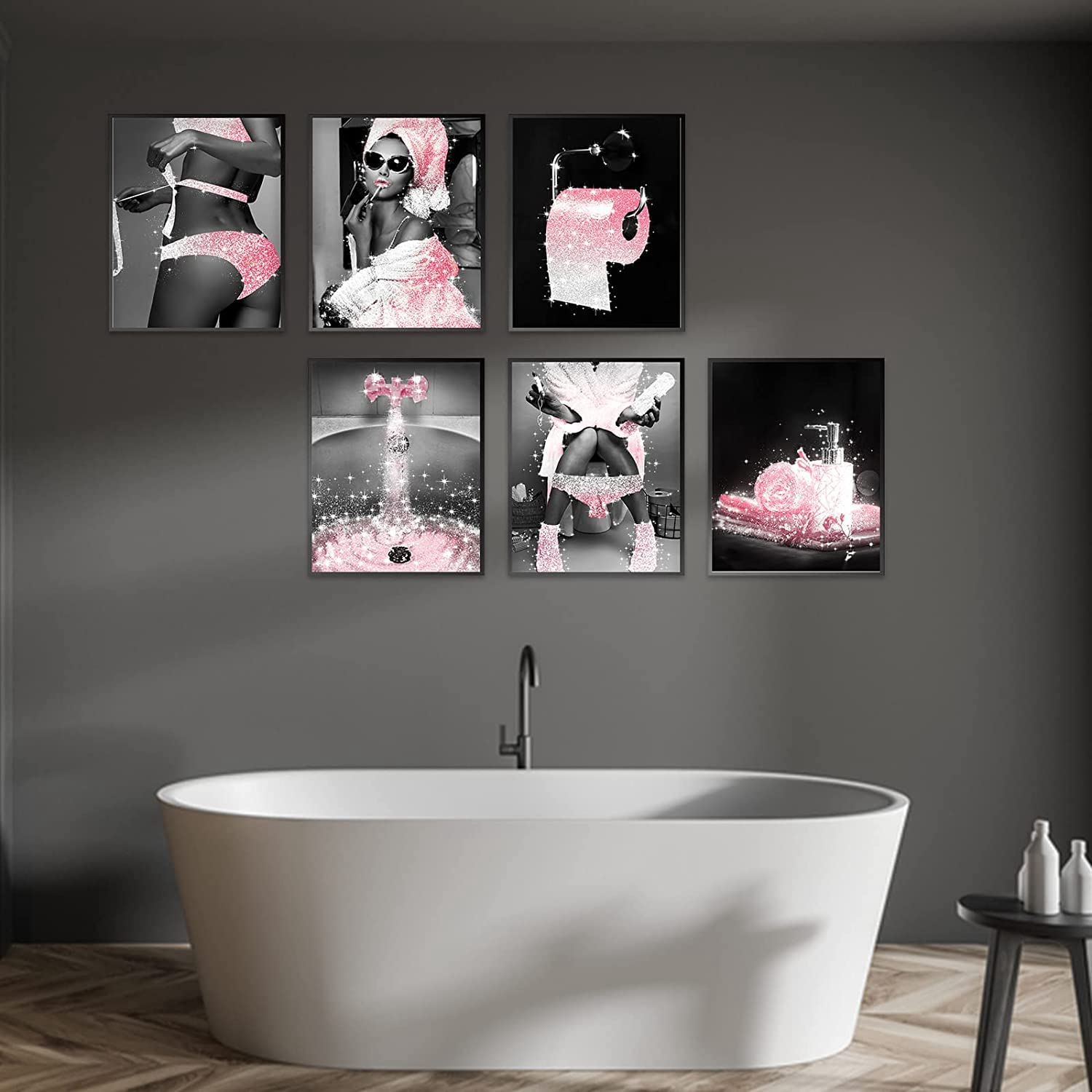 MKHFUW Bathroom Poster of Modern Women, Fashionable Bathroom Wall Decoration, 6-Piece Set, Bathroom Art - Image 2