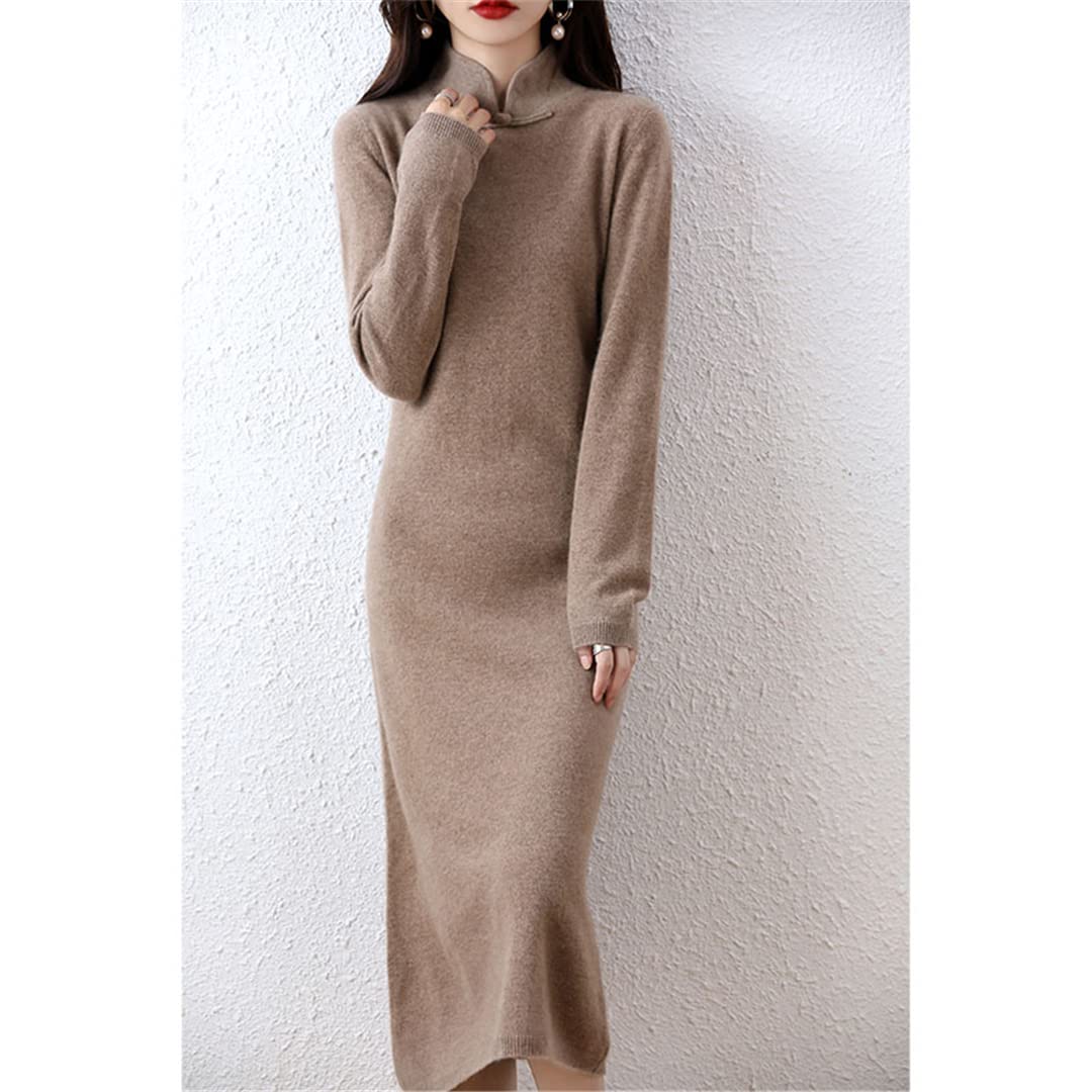 Disimlarl Mujer tejido 100% lana merino otoño invierno cálido elegante vestido largo vintage