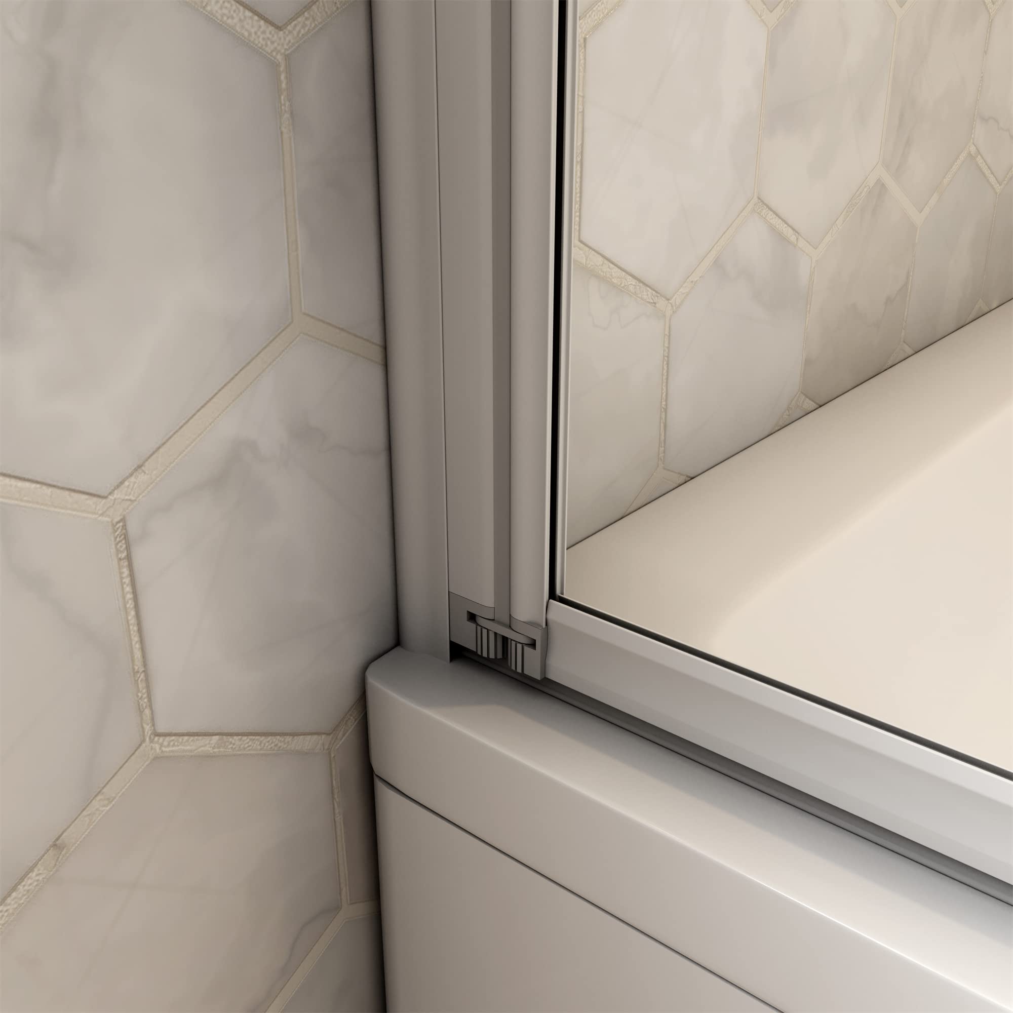 Mampara Ducha para Bañera - 4 Hojas Plegables - Vidrio Templado 4mm - Perfil Blanco/Gris Mate - (890-900) X1400mm