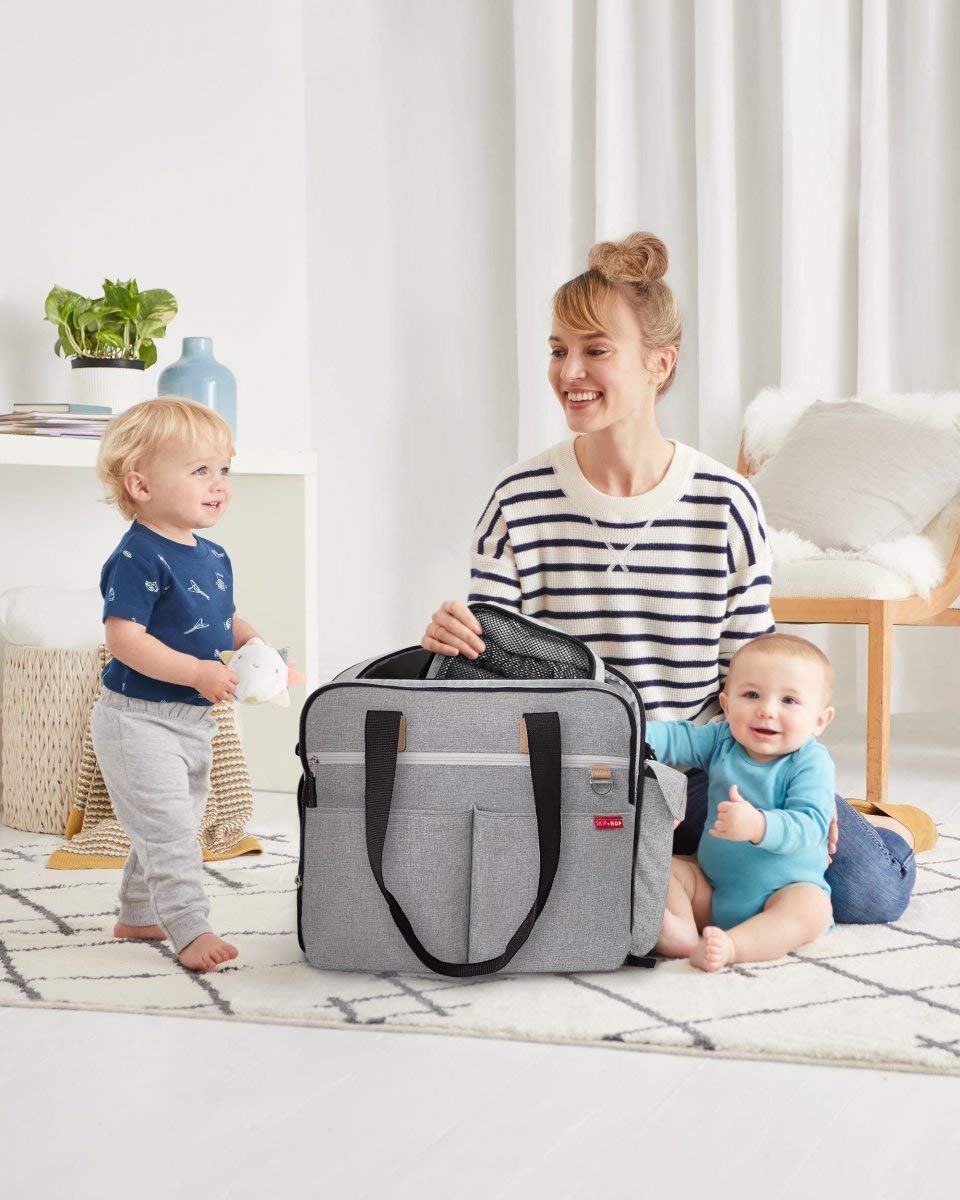 Skip Hop Duo Sac à langer pour le week-end avec matelas à langer Gris