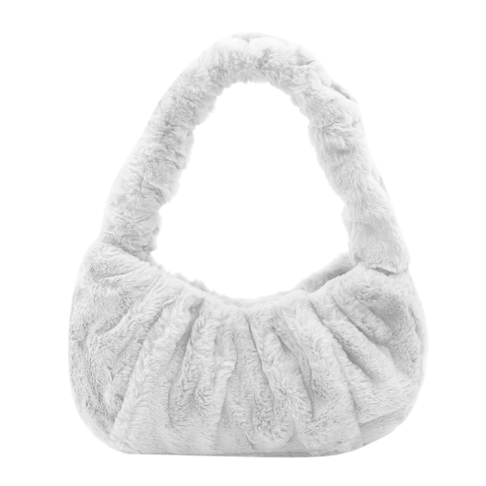 RARITYUSWomen Plush Underarm Tote Fashion Mini Shoulder Bags Purse Fluffy Faux Fur Clutch Purse Handbag