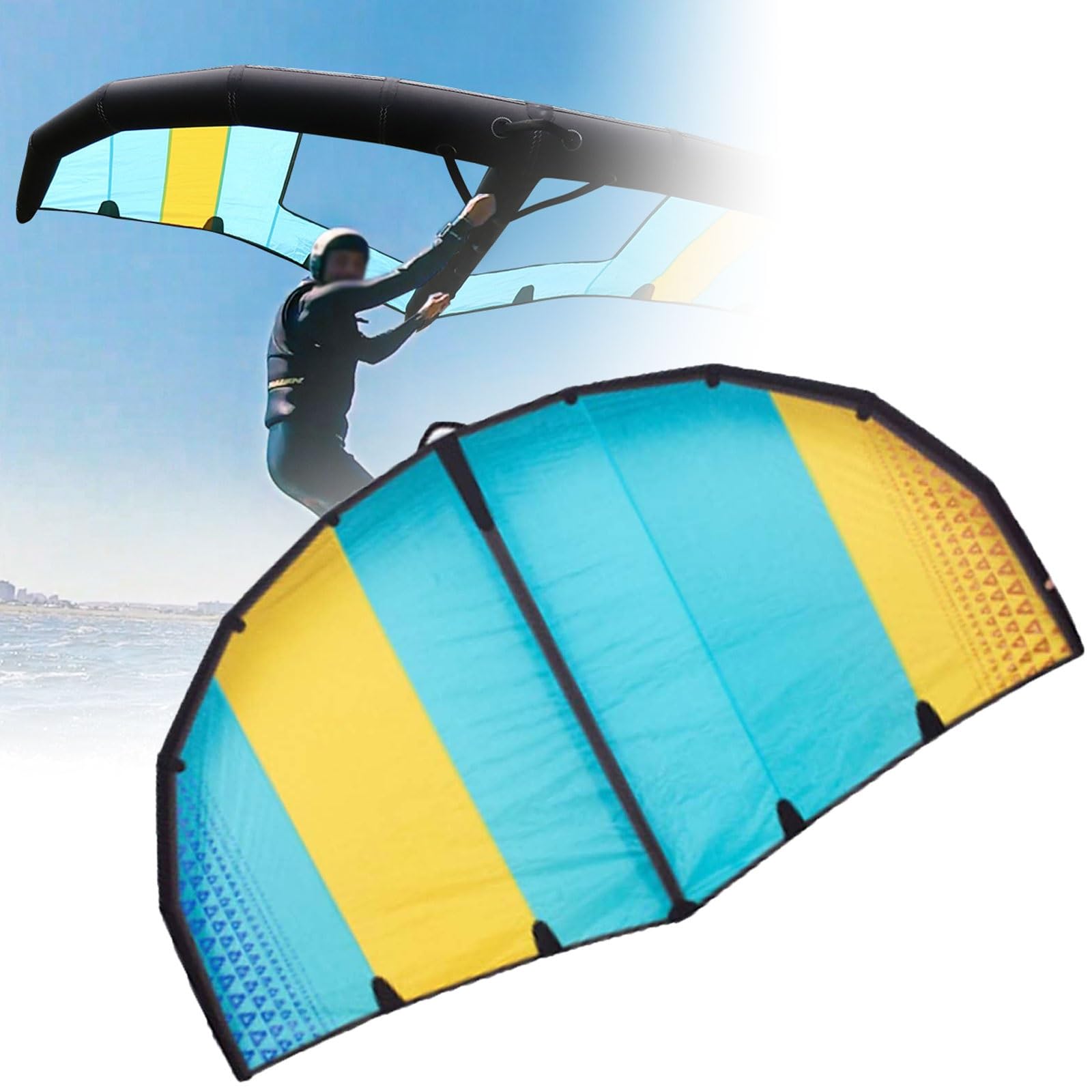 Cometa inflable con alas de aluminio, hidroala portátil de 5㎡ con diseño de ventana para surf, carreras y láminas de viento, ideal para entusiastas de las cometas de surf