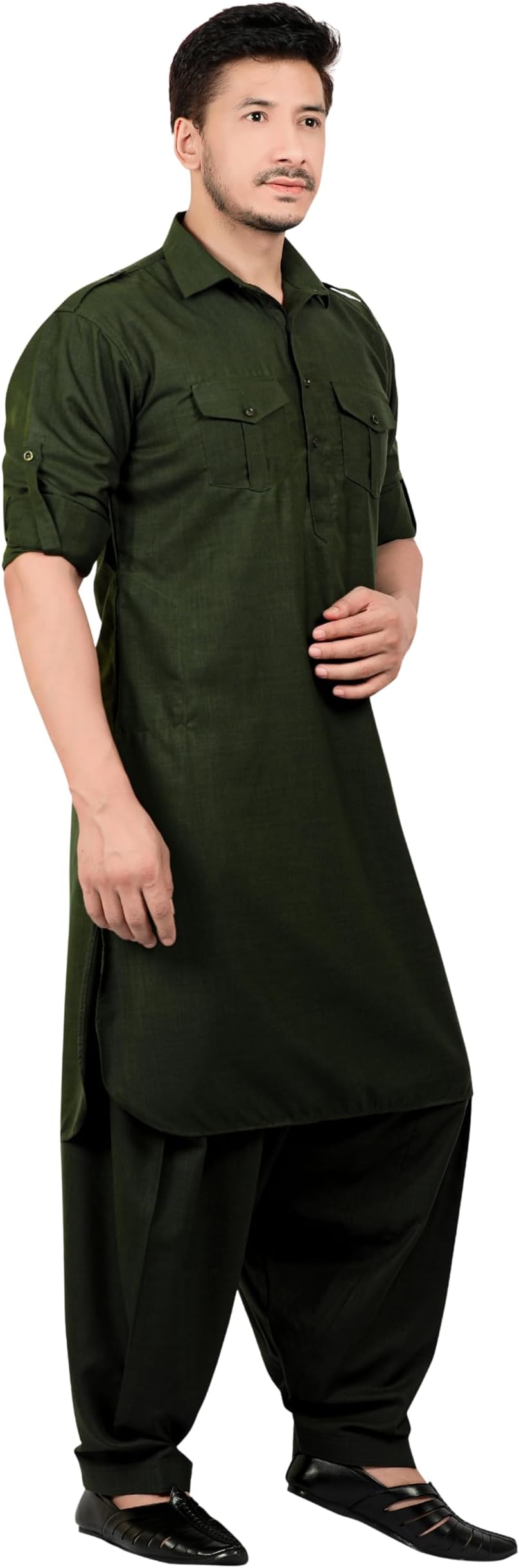 Men's Cotton Blend Pathani Kurta Pyjama Suit