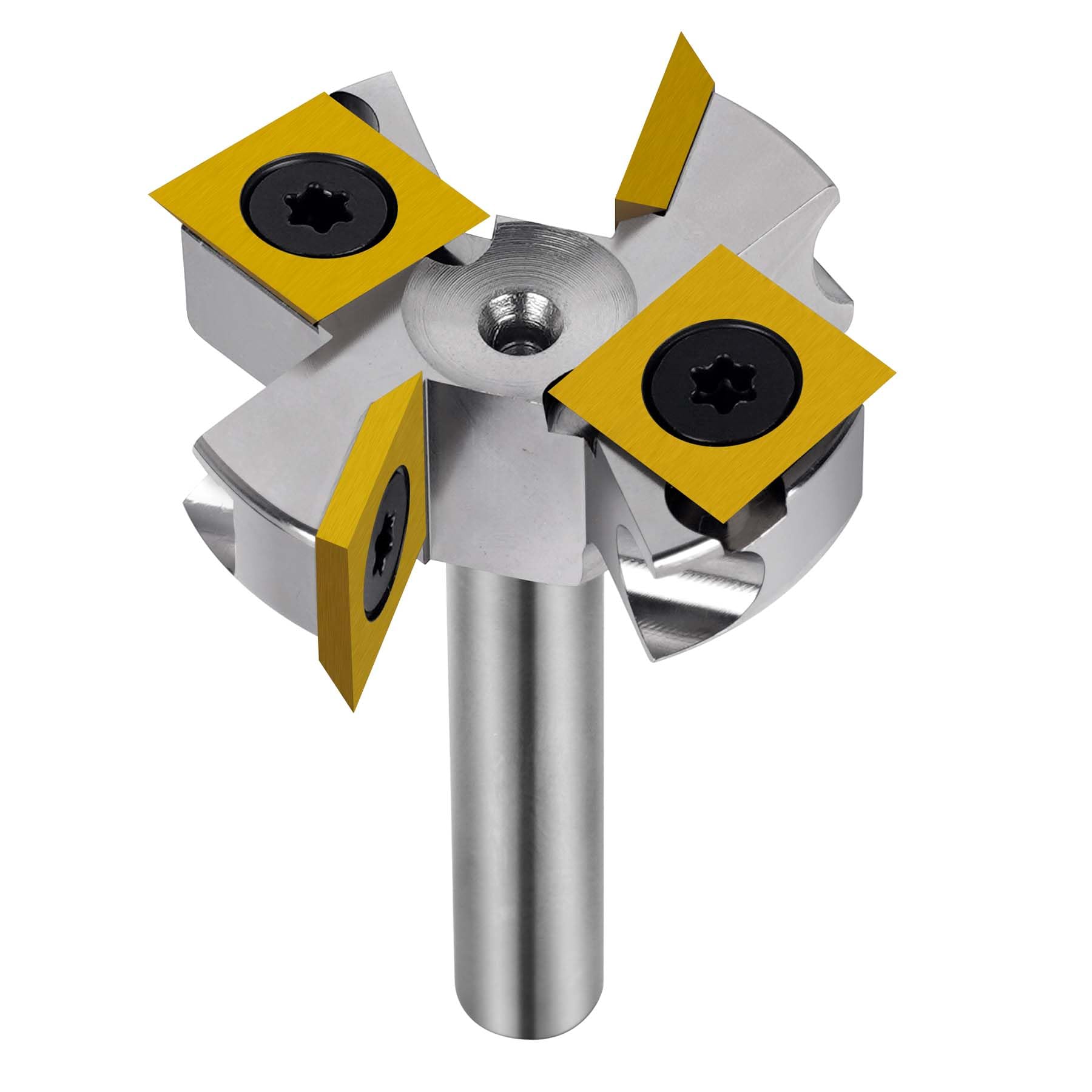SpeTool Niklowany frez czołowy 8 mm trzpień 38,1 mm średnica cięcia frez czołowy do frezarki górnowrzecionowej z powłoką ATS płytki dwustronne CNC frez do drewna 2+2 flety frez spłaszczający bit
