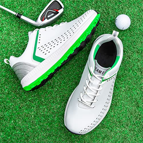 Waterproof Golf Shoes For Men Professional Comfy Golfer Sneakers Outdoor Anti Slip Golf Walking Footwears,Green,10 #TOP4
