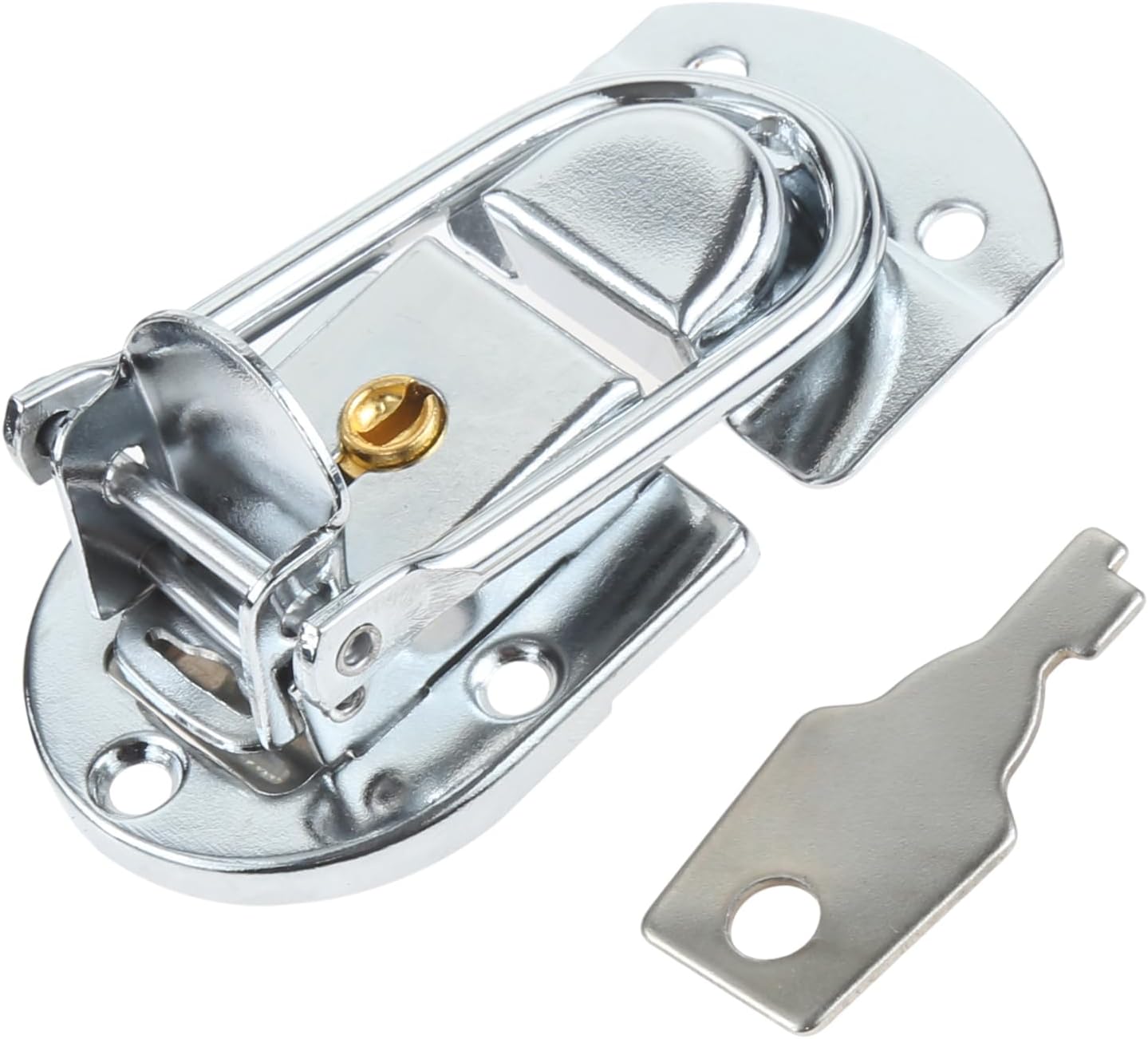 dophee 5Pcs Silver Metal Box Latch Hasp with Key Safety Lock Buckle for Flight Case Cabinet Toolbox Wooden Box Furniture, 69x34mm/2.72"x1.34"
