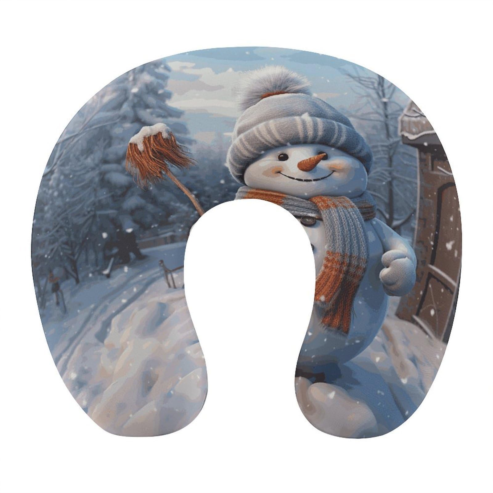 Btcowzrv Style Hardworking Snowman U Shaped Neck Pillow Travel Pillows