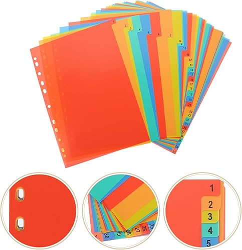 Miniatura 6 de Ciieeo 4 juegos a4 divisor de índice perforado cuaderno de color carpetas de archivos de letras pestañas del alfabeto, separador de fichas de índice
