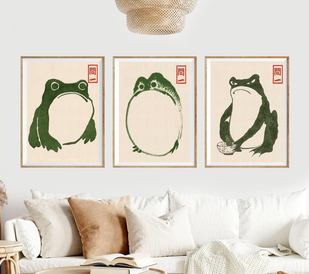 Hodge Creations Earthy Tones Matsumoto Hoji Frogs Set Of 3 Unframed A5 Prints Wall Art Decor Picture Poster New Gift Present Select Size Below A5 A4 A3