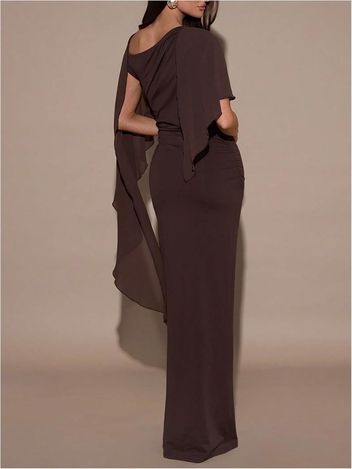 Milumia Women's Asymmetrical Bodycon Maxi Dress Elegant Dolman Half Sleeve Wedding Guest Dresses - Image 3