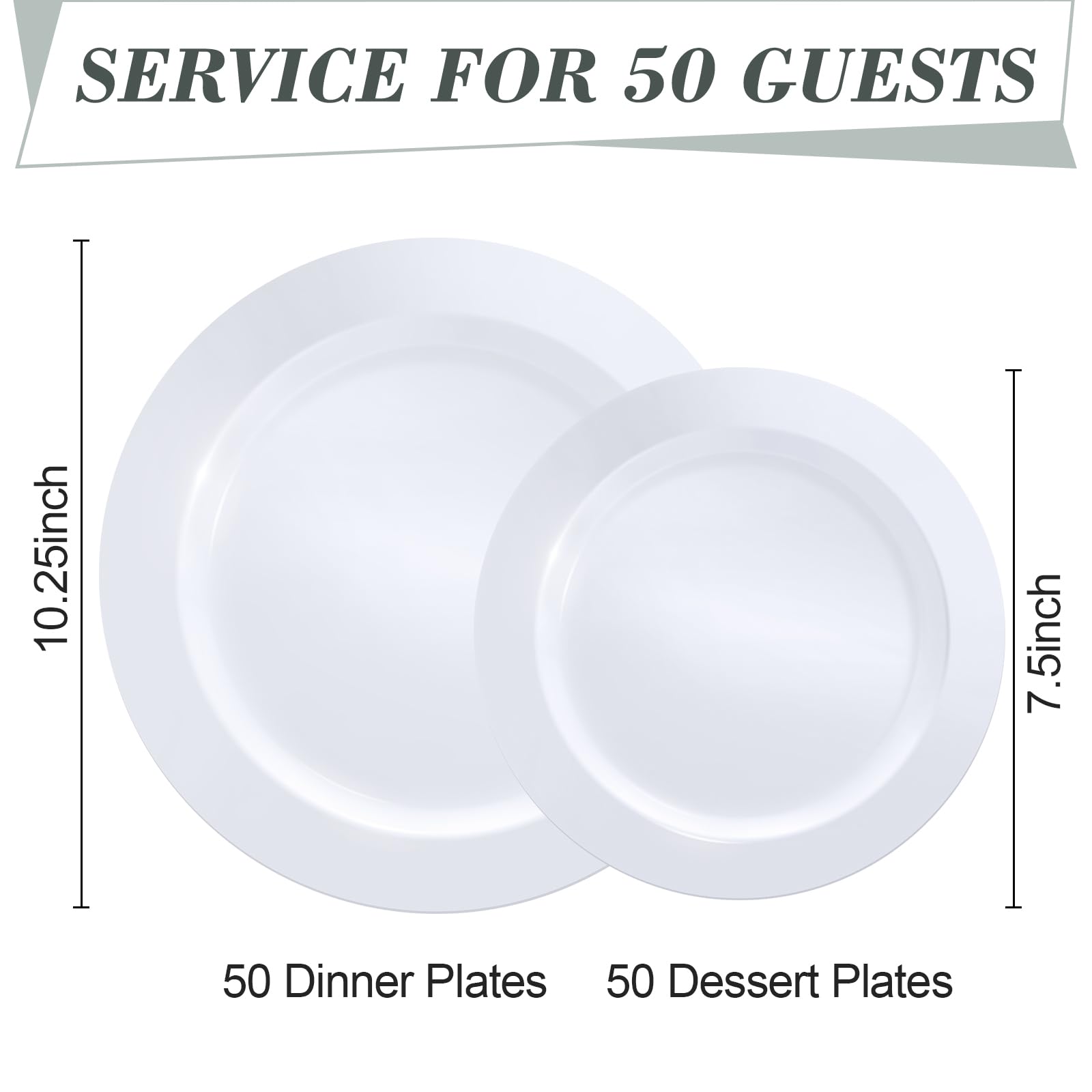 White Plastic Plates - 100 Pack for Parties & Events -2