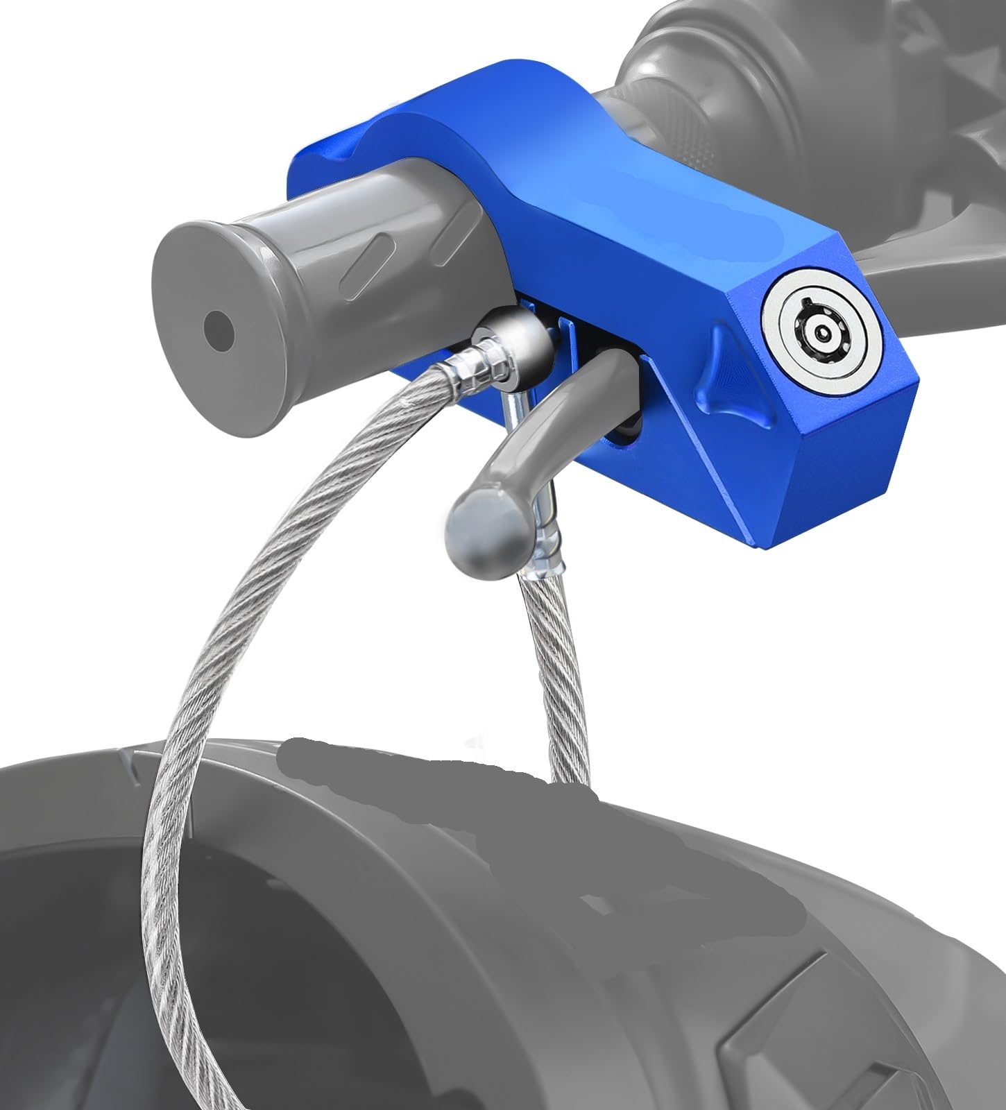 Motorcycle Handlebar Lock Motorcycle Handlebar Helmet Lock Anti-Theft Security Locks with Keys Aluminum Alloy Tool Motorcycle Disc Lock(Blue)