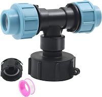 STEEIRO IBC Tank Adapter S60X6 Menetes Csatlakozó, Háromágú T-Idom 25mm Csőhöz, Esővíz Tartály Összekötő Fekete-Kék 1