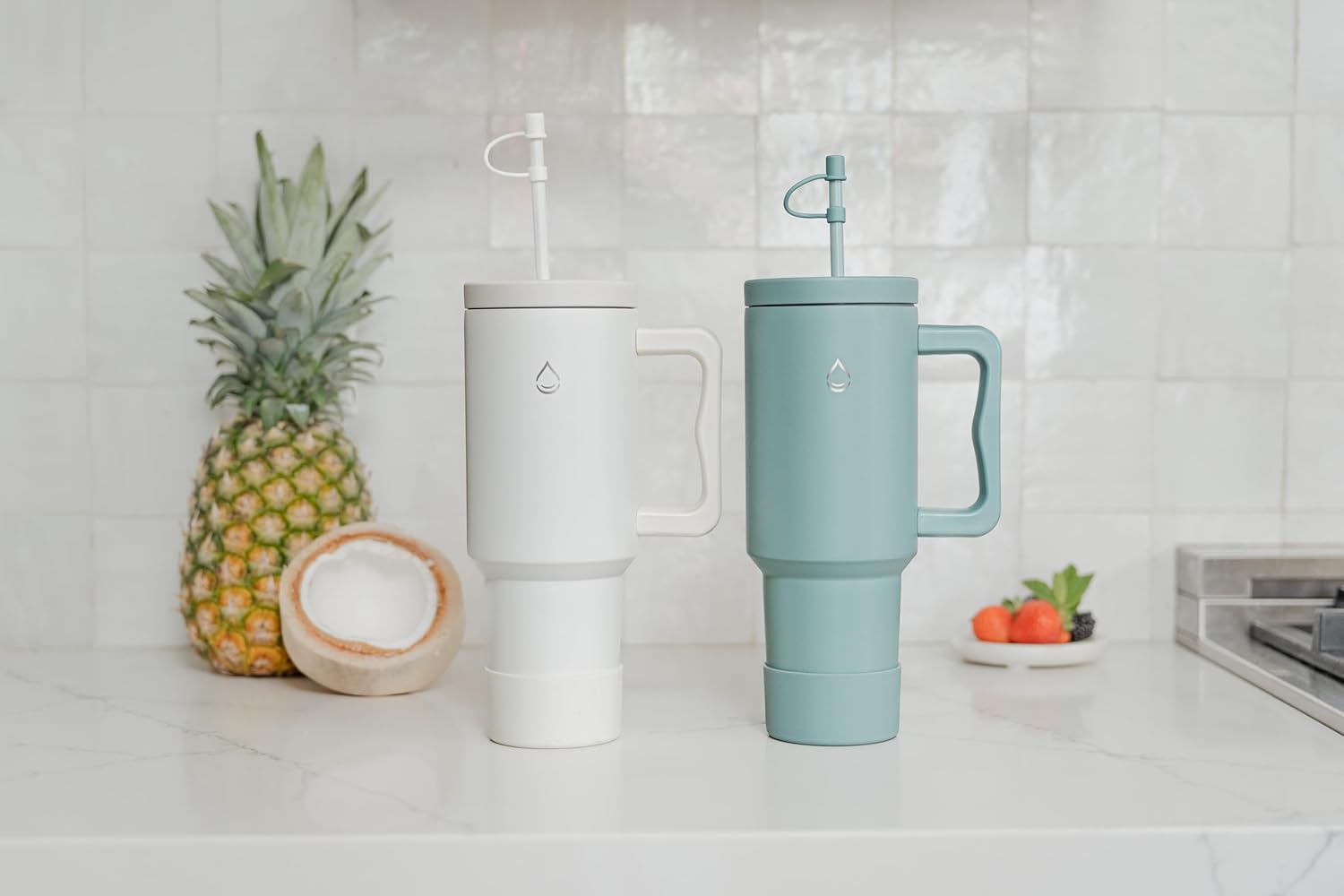 Infusion Pro Fruit Infuser Tumbler with Handle & Straw Lid 40 oz : 50 Recipe Fruit Infusion eBook : Bottom Boot : Fits Cupholder : Stainless Steel : Essence (COCONUT MILK) - Image 8