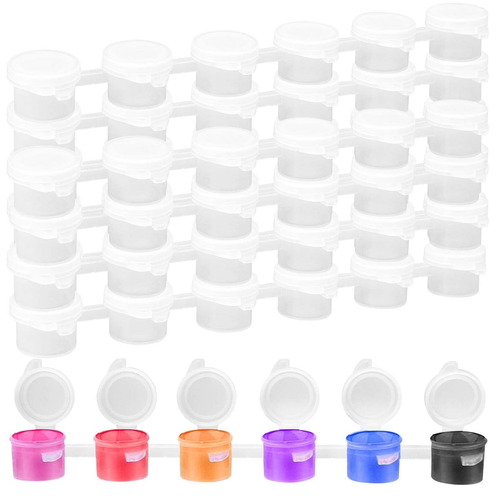 JEUIHAU 100 Strips 3ml Paint Pot Strips, 600 Pots Mini Empty Paint Cups with lids Clear Paint Pots Small Plastic Paint Container for Arts, Crafts Paint, Art Festivals, Summer Camps