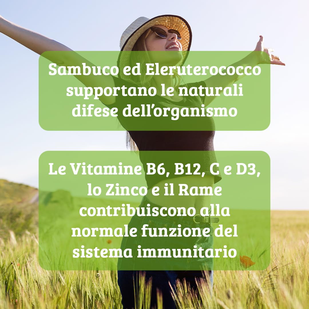 Colours Of Life Sambuco Formula - integratore alimentare a base di Sambuo ed Eleuterococco, aiuta a rafforzare le naturali difese dell'organismo, 60 compresse