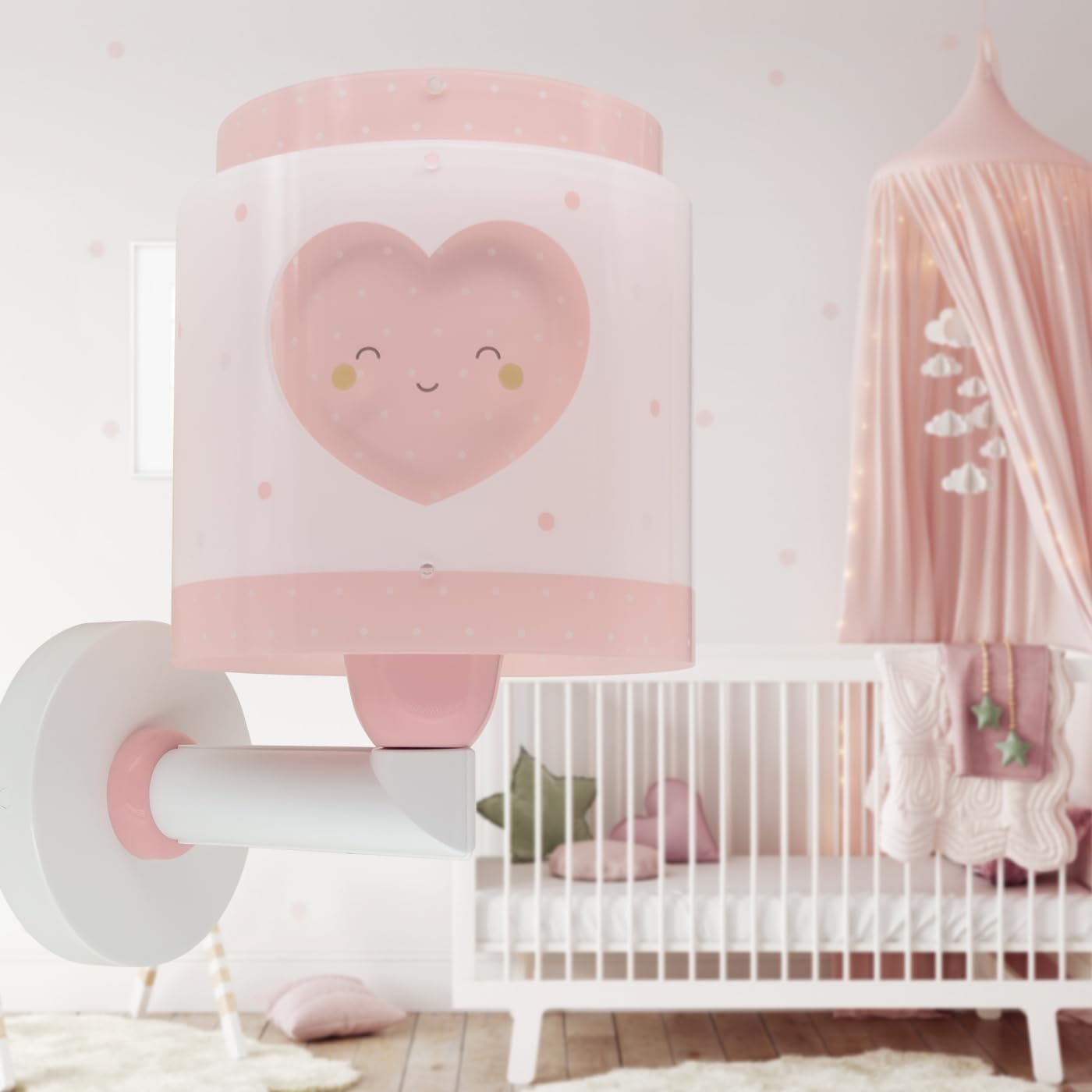 Dalber Kinder Wandlampe Baby Dreams Herz Rosa 76019S | Wandleuchte; Kinderzimmer; E27 - 1 x 15W