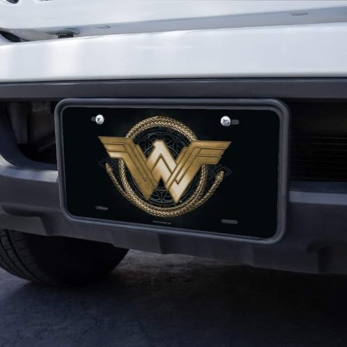 Miniatura 3 de GRAPHICS & MORE Wonder Woman - Placa de matrícula de metal con logotipo de lazo dorado