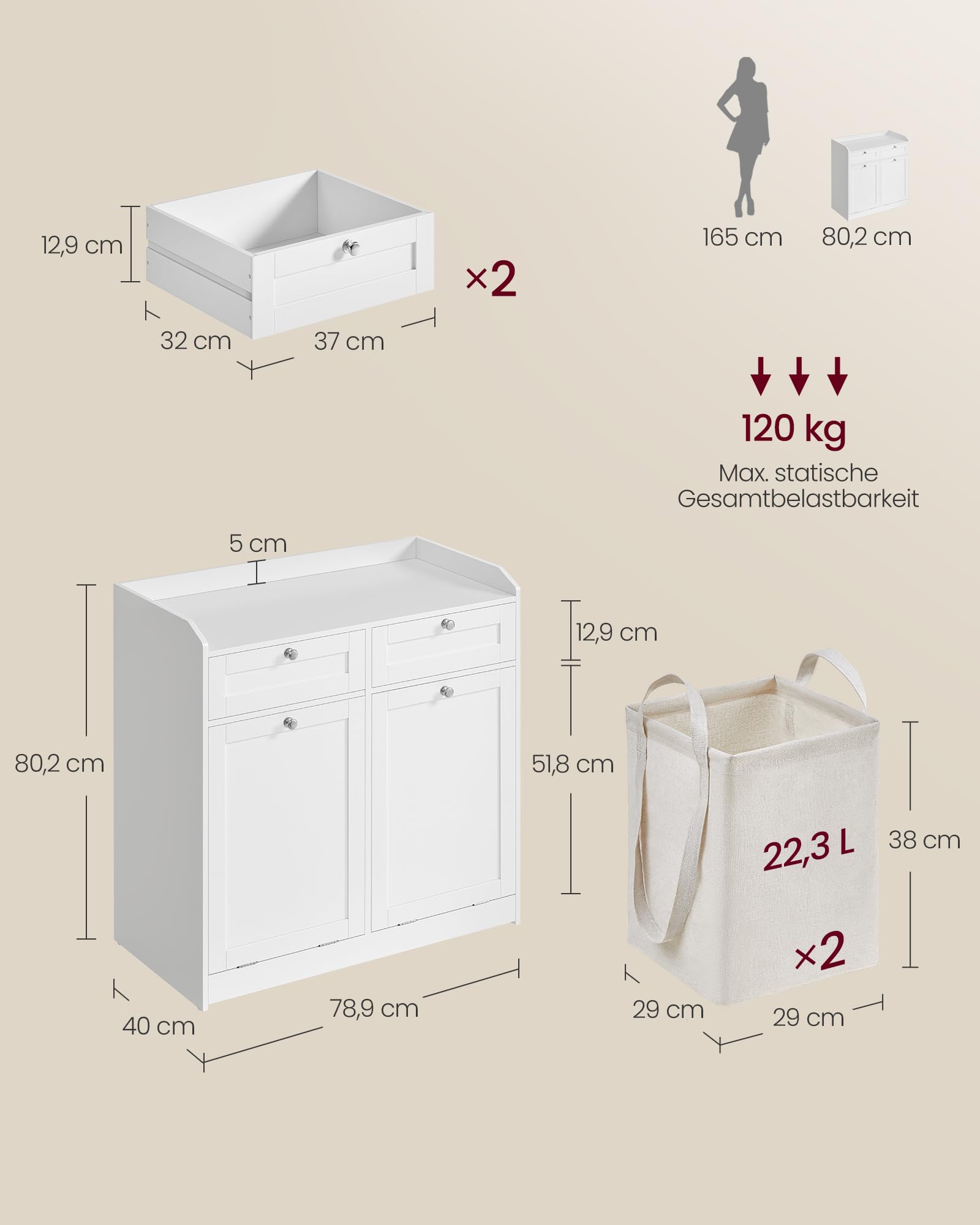 Vasagle Badschrank mit Wäschekörbe – Bild 6