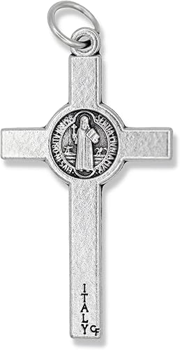 Miniatura 2 de Caritas et Fides Paquete de 5 crucifijos de San Benito para hacer rosario – Crucifijo de San Benito – Rosario de crucifijo oxidado de plata de 1 1/2