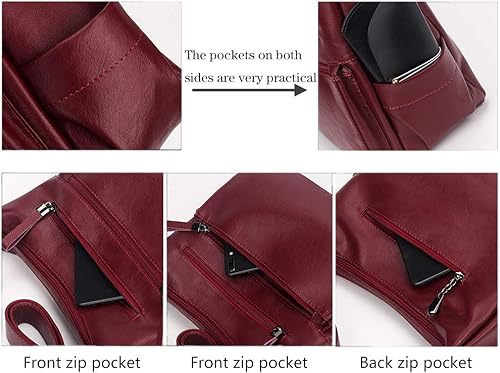 Vista 4 de Artwell Bolso cruzado de moda para mujer, bolso de hombro suave de piel sintética, bolsos de mano de múltiples bolsillos