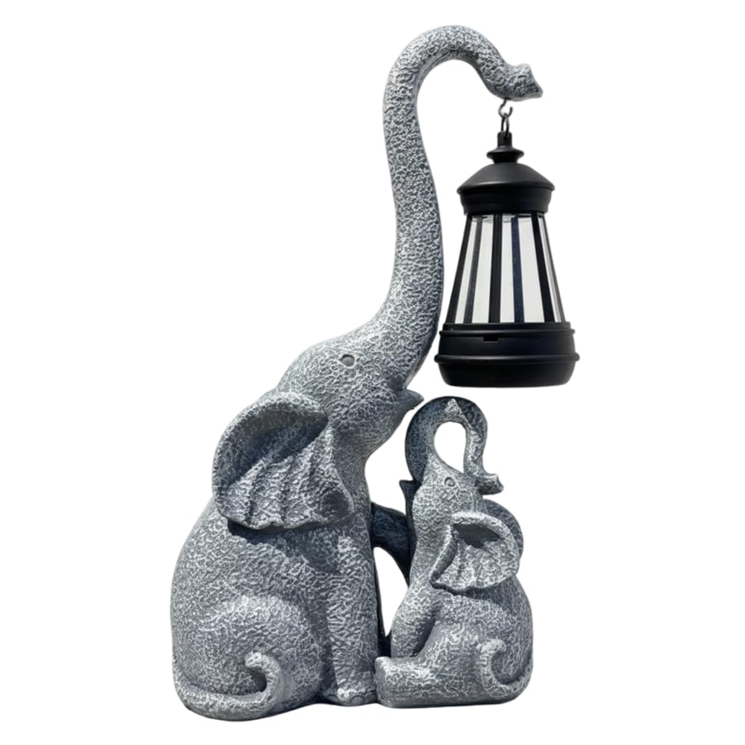 Statues de Jardin solaires éléphant mère et bébé symbole de tendresse