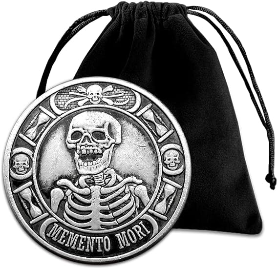 Memento Mori Skeleton Hobo Coin Pendant Pouch - US Liberty Owl Jewelry Lucky Coin Arts Necklace Coin Morgan Pendant Bag