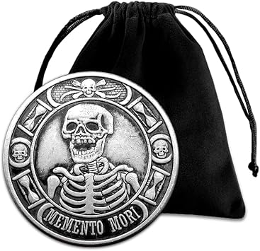 Memento Mori Skeleton Hobo Coin Pendant Pouch - US Liberty Owl Jewelry Lucky Coin Arts Necklace Coin Morgan Pendant Bag