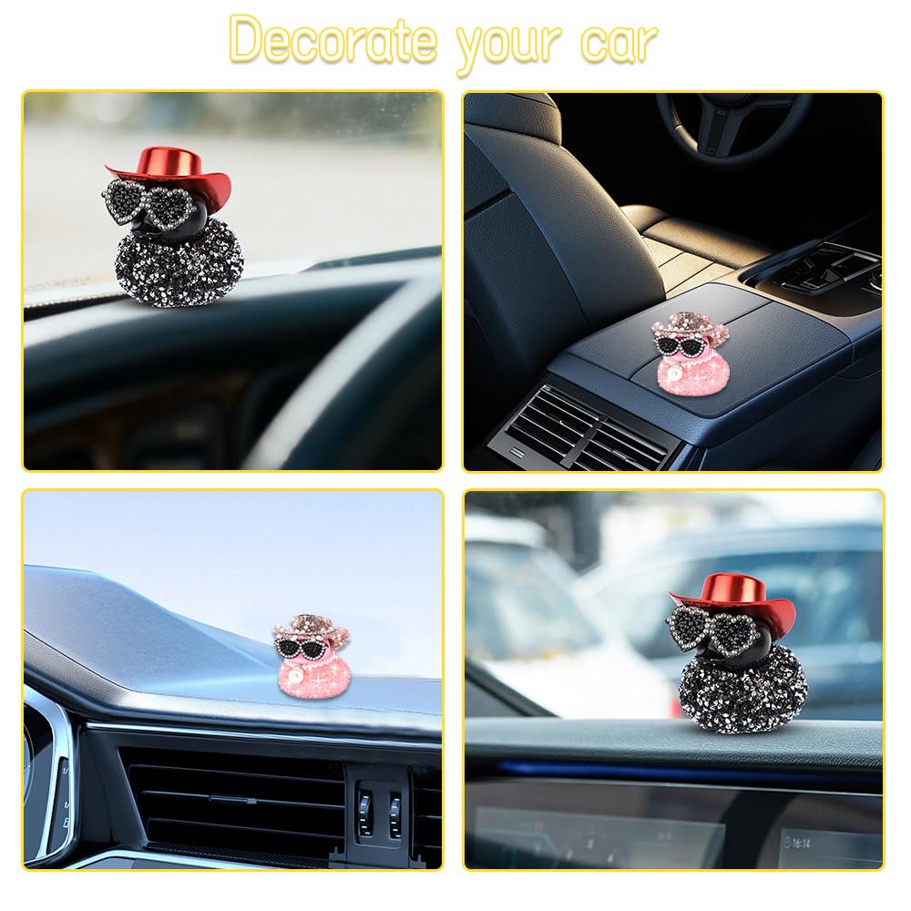 Divertenti Paperelle di Gomma a Forma Diamante con Cappello da Cowboy e Occhiali da Sole per Decorazioni Cruscotto Auto