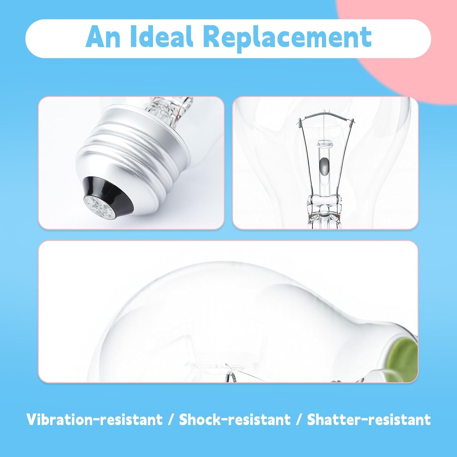 100W Incandescent Light Bulb A19 E26 Medium Base Replacement for Floor Lamps for Table Lamps, Dimmable Soft White 6-Pack Light Parts