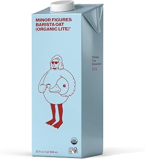 Minor Figures Organic Light Oat Milk, Barista Quality 32oz - Vegan Dairy-Free No Added Sugar Shelf-Stable