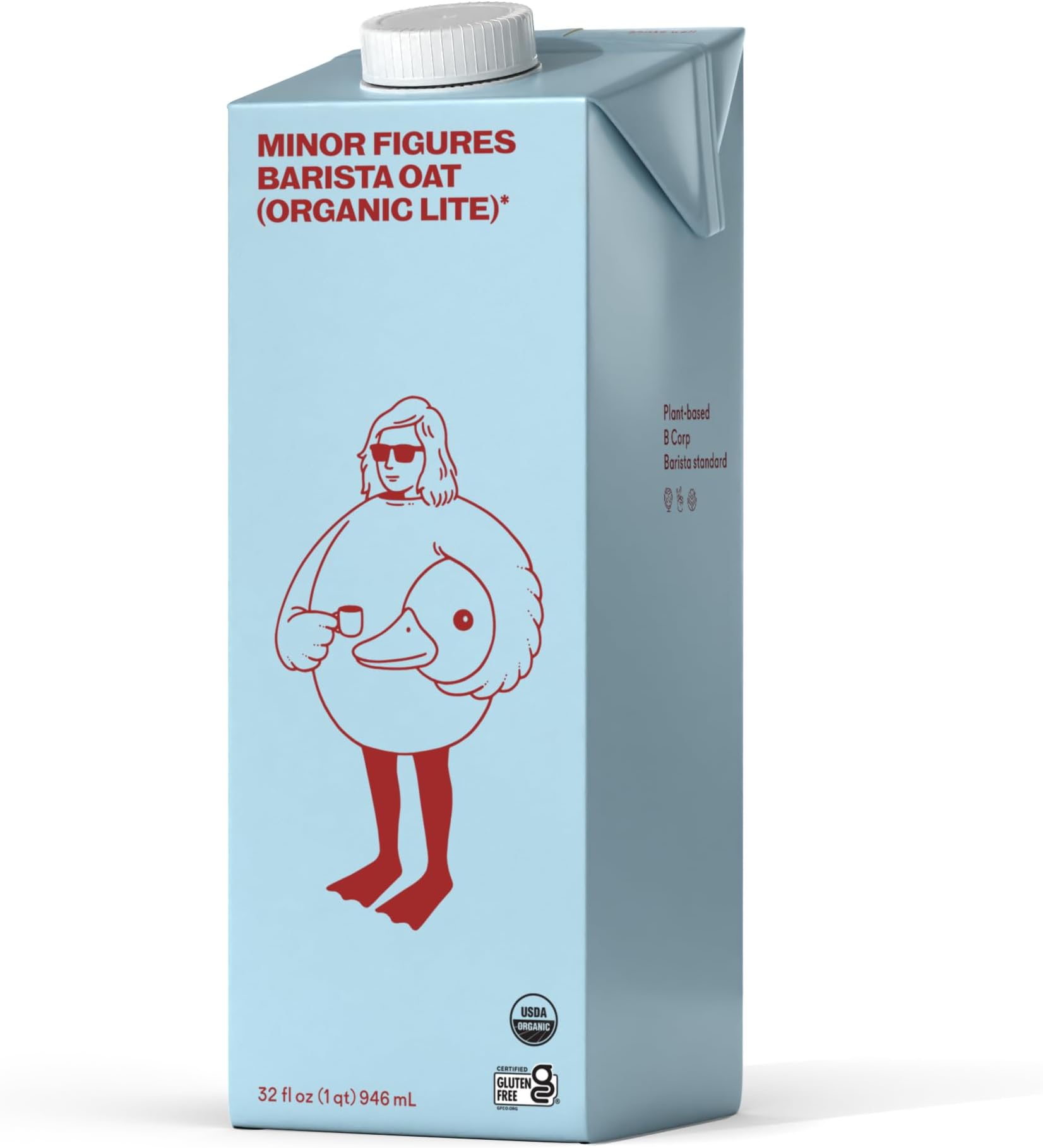 Minor Figures - Organic, Light Oat Milk, Barista Quality, 32 Fl oz, Dairy-Free & Vegan, No Added Sugar, Long Shelf Life, 1 pack)
