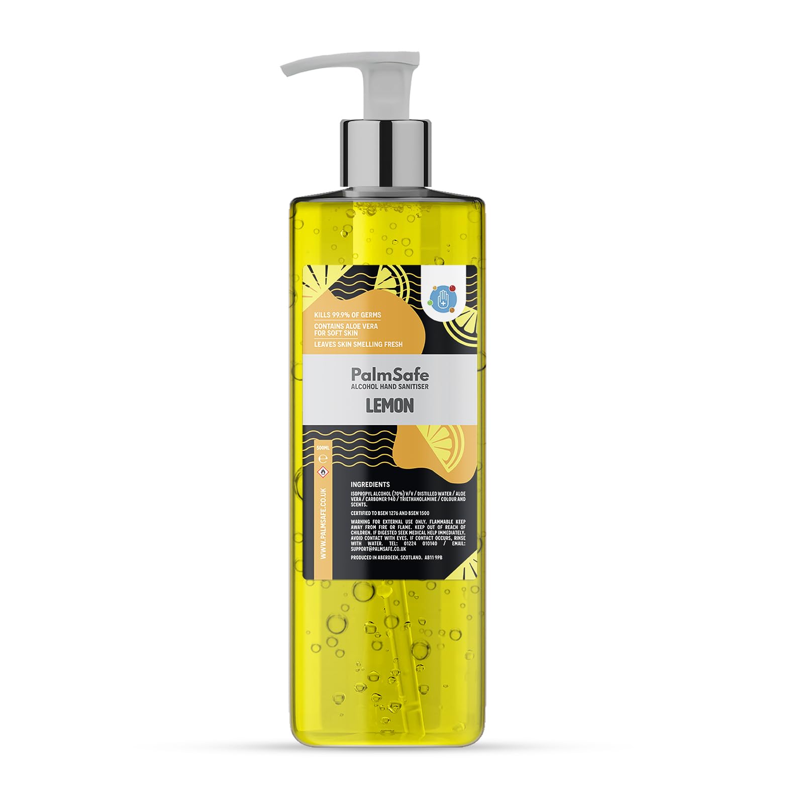 Palm Safe Lemon Alcohol Hand Sanitiser 500 ml Pump Bottle