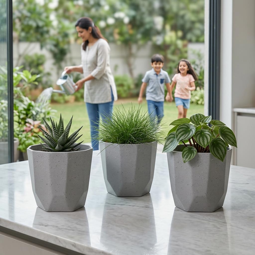 YUCCABE Shera Hexa Flower Pots - Stone Grey (12 Pack) -8 YUCCABE Shera Hexa Flower Pots - Stone Grey (12 Pack) -8