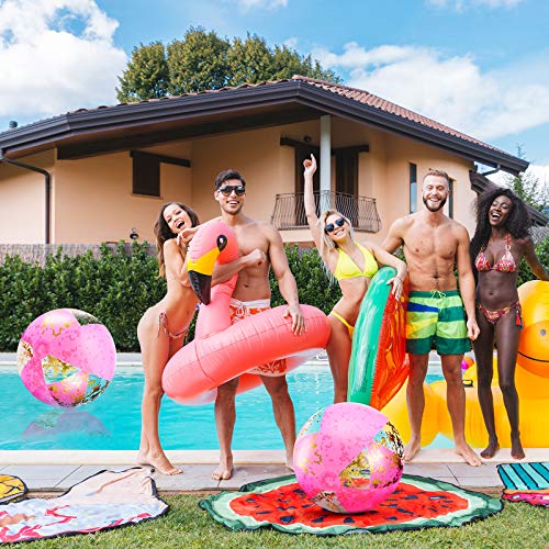 image for BBTO 16 Inch Inflatable Glitter Beach Ball Confetti Balls Swimming Poo