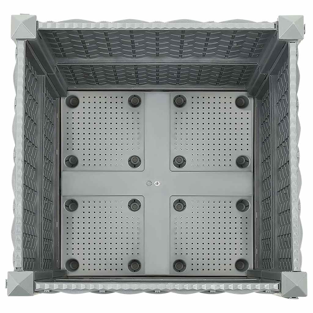 Macetero elevado de polipropileno 40 x 40 x 38 cm gris claro con motivo de ratán para plantas, hierbas aromáticas y flores – Maceta de jardín amplia y resistente para balcón, patio