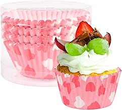 Standard Cupcake Liners for Baking, 100PCS Muffin Liners Baking Cups, Red Peach Heart Muffin Tin Liners, Non-Stick No Smell Cupcake Paper for Birthday Party Wedding