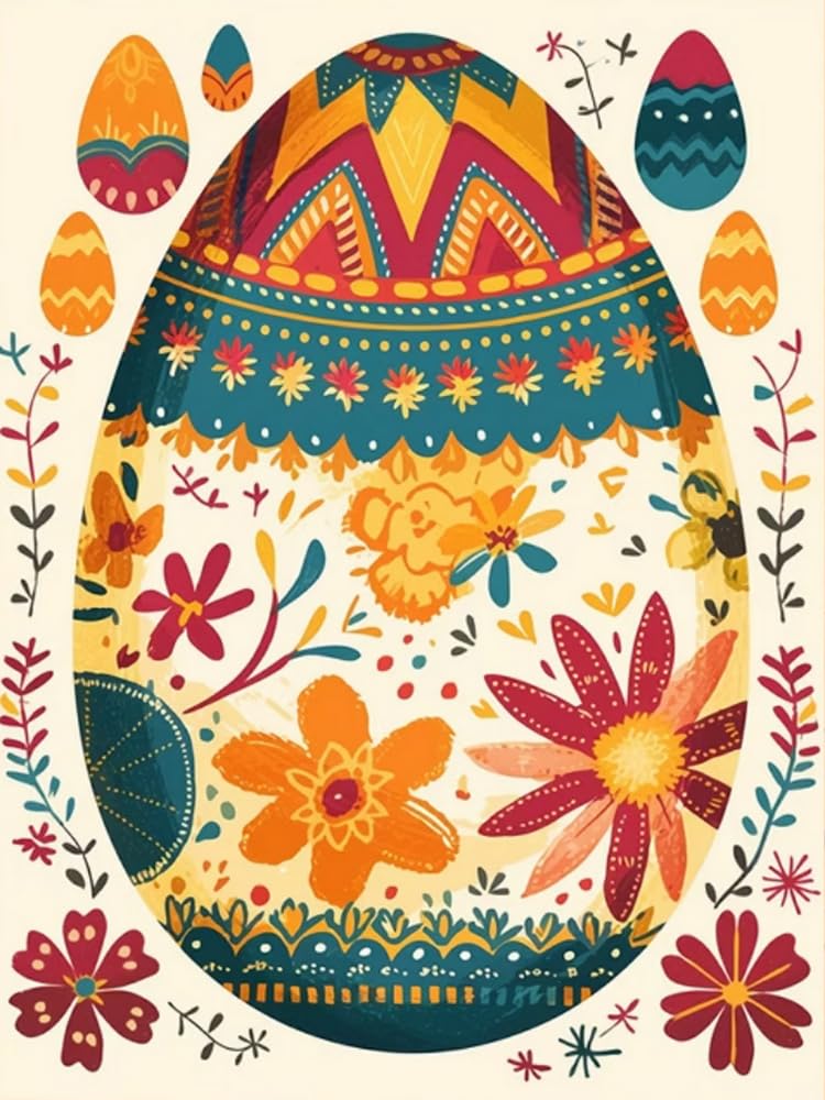 GLTEYACO Embroidery Cross Stitch Kit Painted Eggs 11CT Stamped Cross Stitch Kits DIY Adult Beginners for Pre-Printed Needlepoint Crafts 40x50 cm