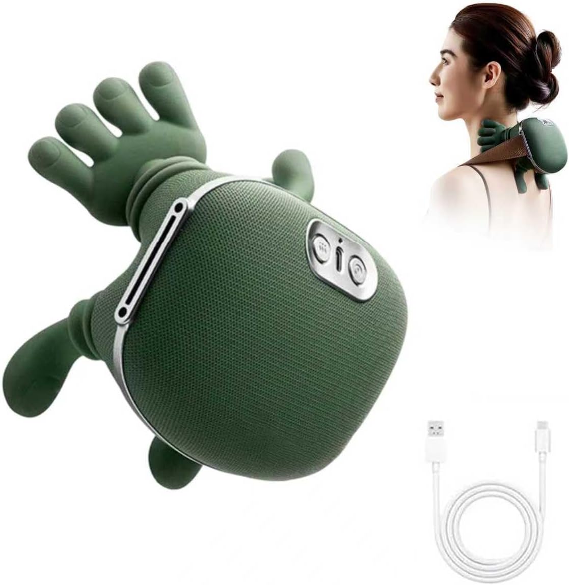Neck Massager with Fingers Heat,Bionic Heated Massager ，Shiatsu Neck and Back Massager with 4d Neading Massager, Portable Body Massager for Neck Shoulder, Pain Relief & Muscle Relax（Green）
