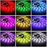 Battery Powered Led Strip Lights，Geekeep Waterproof Flexible LED Light Strips SMD 5050 LED Ribbon Light Mood Light (2M/6.56ft, RGB+Remote Control)